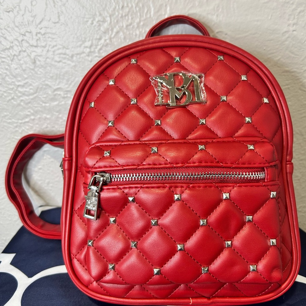 NWT Badgley Mischka Red Quilted Backpack